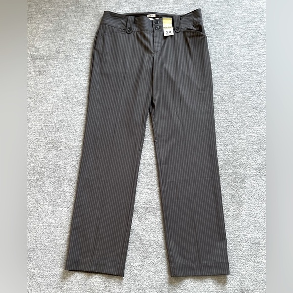 Old Navy NWT Low Waist Stretch Gray Pinstriped Trousers Sz. 10R - Picture 1 of 6